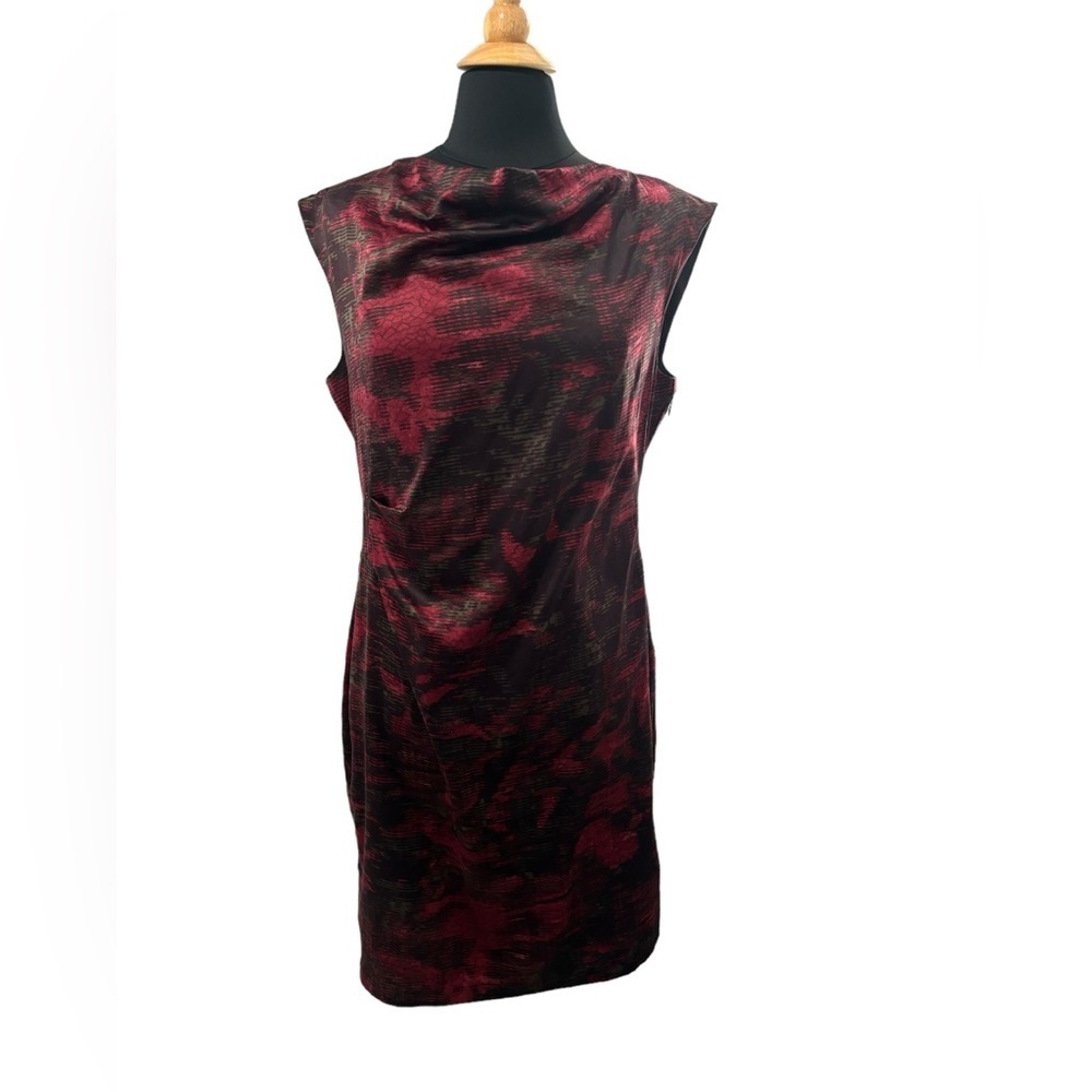 The Limited Burgandy/ Black Cowl Neck Midi Dress-size 10